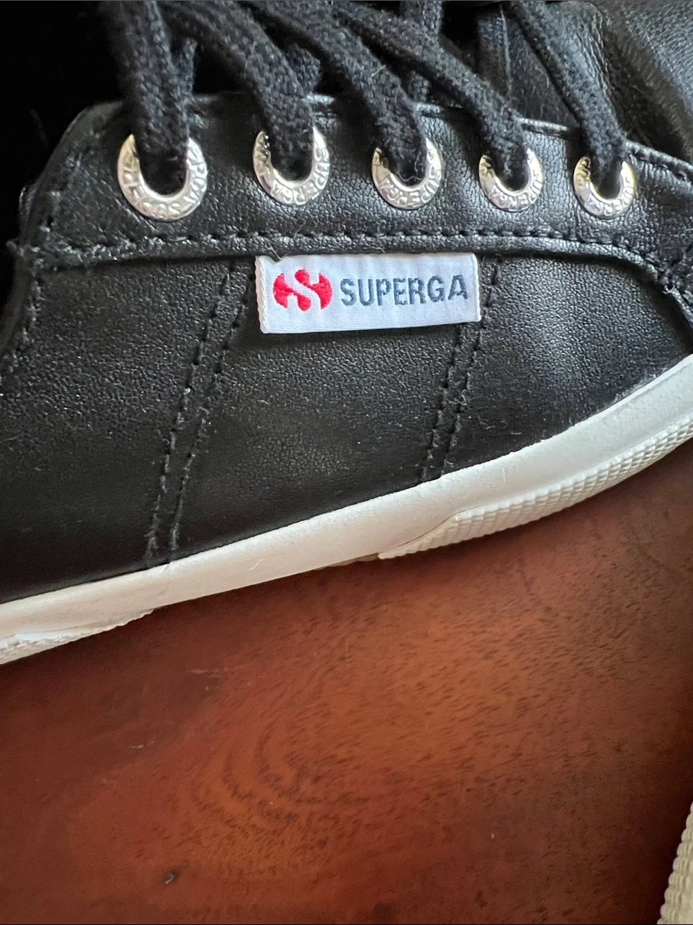 Superga black leather